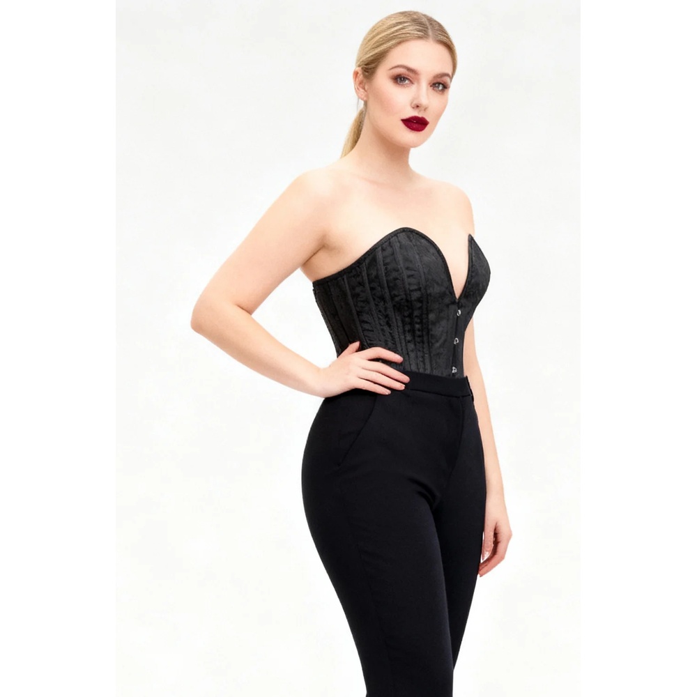 Attitude Corsets - Hiroko Midnight Overbust korset - Zwart